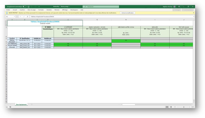 Consulter votre matrice QS DMOS détaillée en format Excel